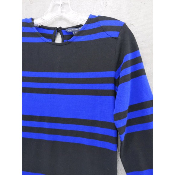 French‎ Connection Striped Dress 3/4 Sleeve Knit Casual Dress Blue Black 8 - Picture 3 of 10